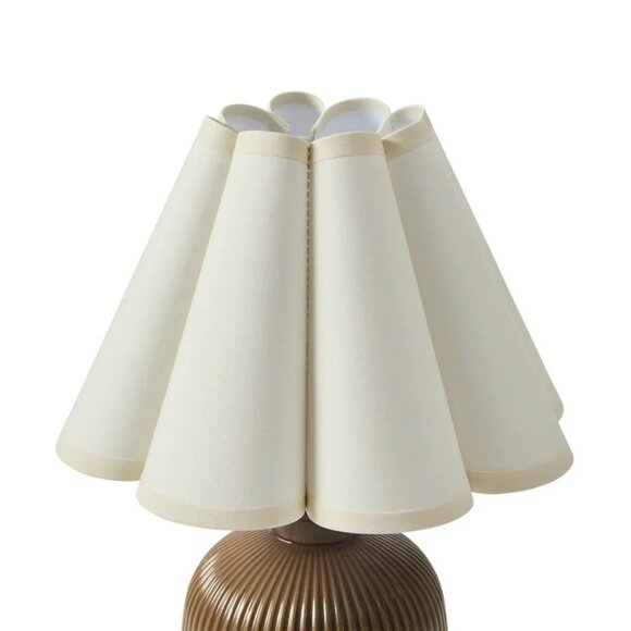 Home Decor Collection 12.5" Brown Ceramic Table Lamp Scalloped Shade - Picture 5 of 12